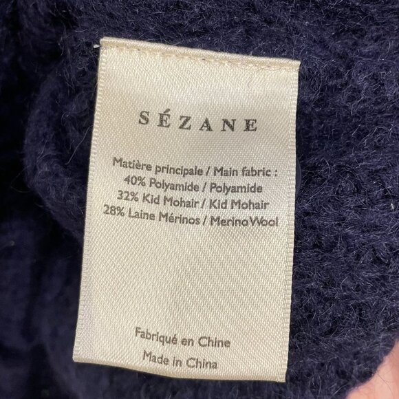 EUC Sezane Achille Mohair Wool Blend Oversized Cardigan Navy Blue XS - Picture 8 of 9